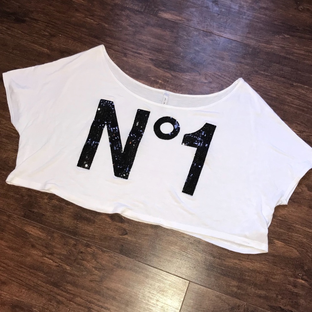 Sequined off the shoulder crop top M / L - Picture 2 of 4